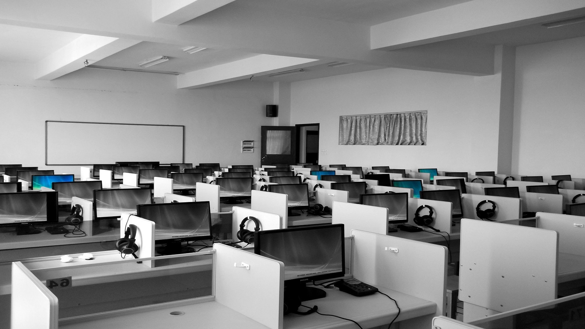 office with desks and empty chairs